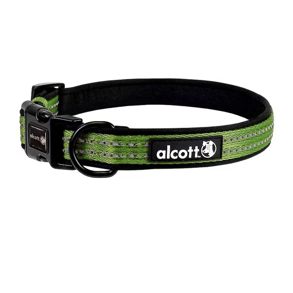 Alcott Adventures Green Padded Reflective Dog Collar Size Large